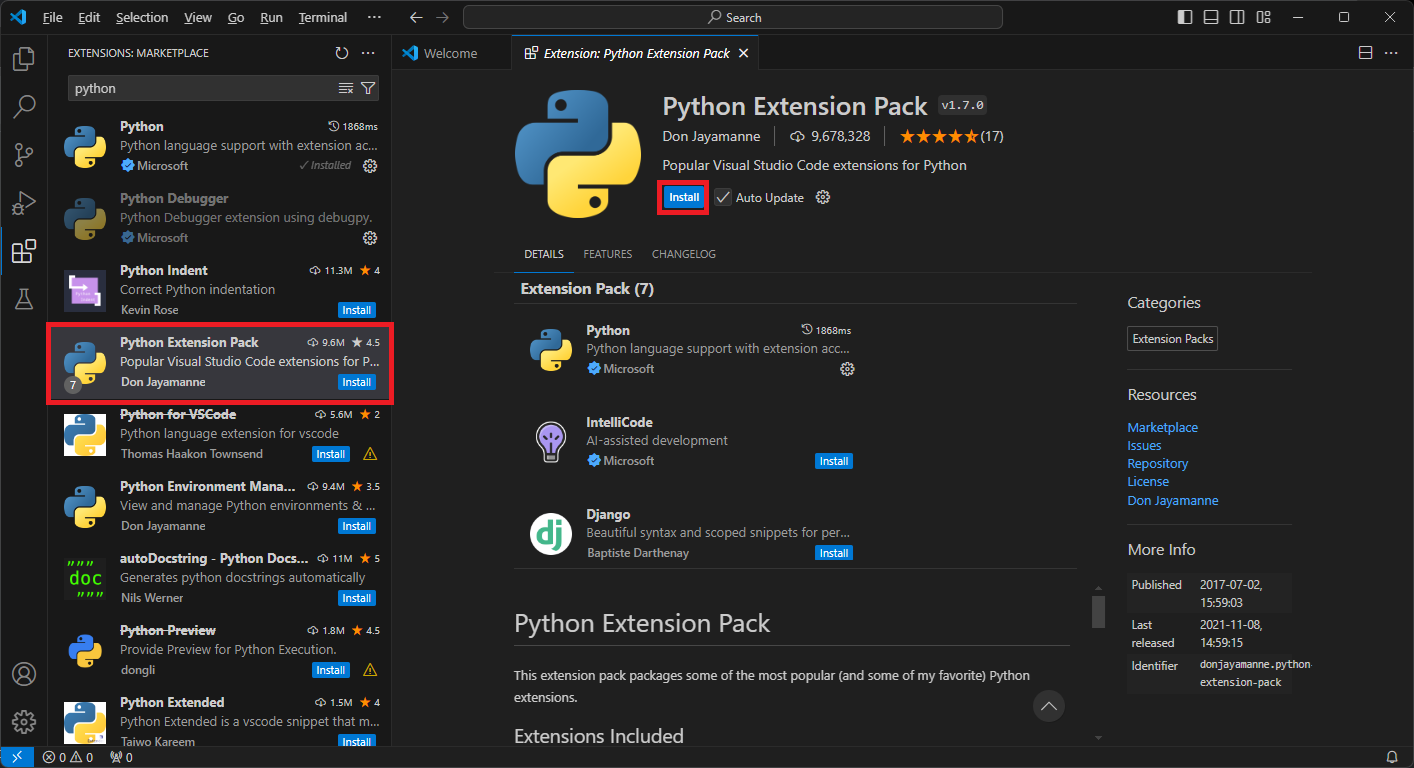 Python Extension 설치